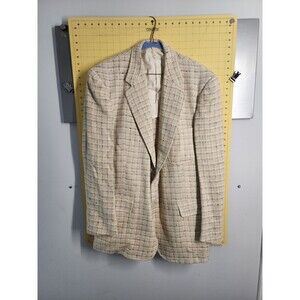 Joseph & Feiss Sport Coat Blazer Suit Jacket Plaid Blue White Yellow 46